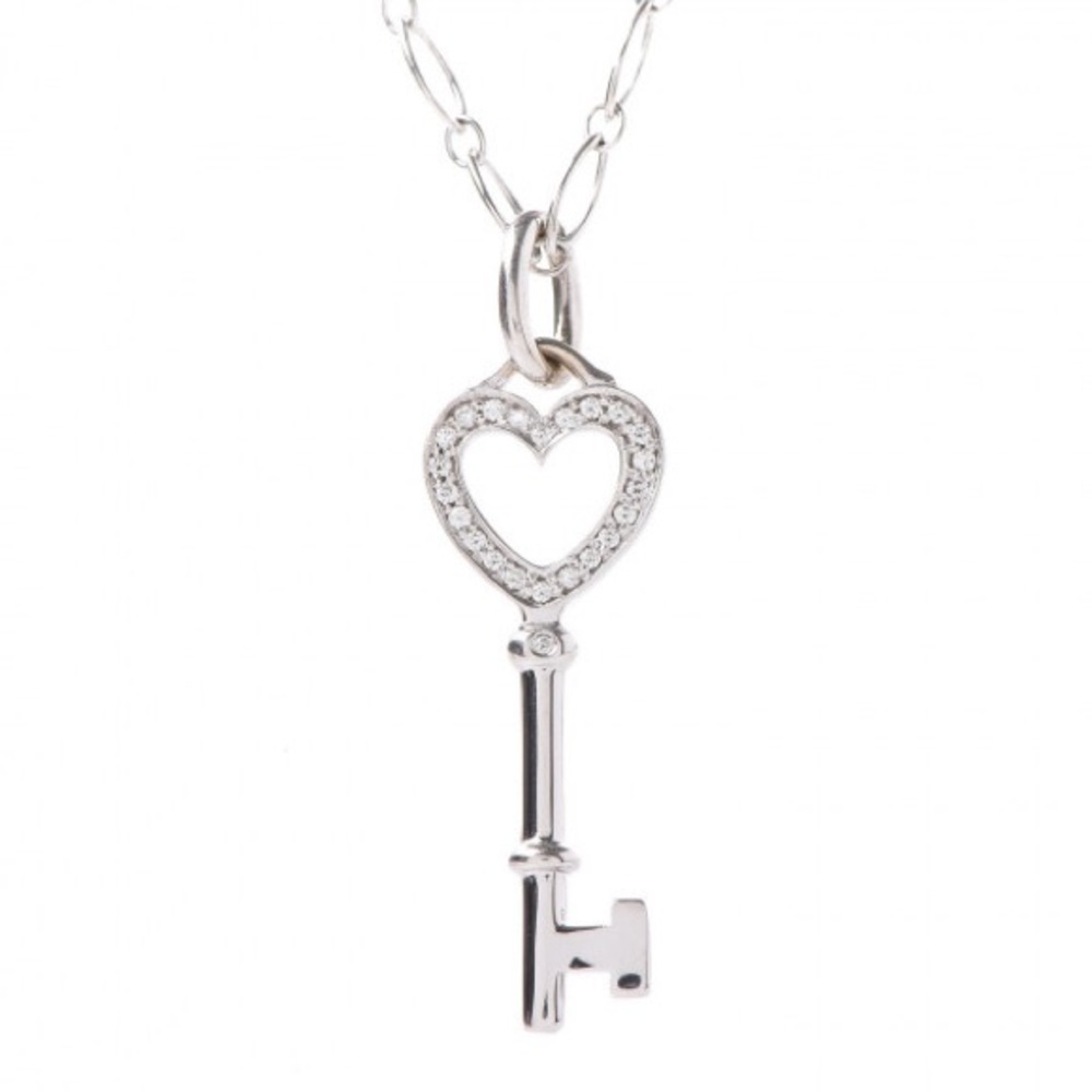 TIFFANY 18K Gold Diamond Heart Pendant Necklace